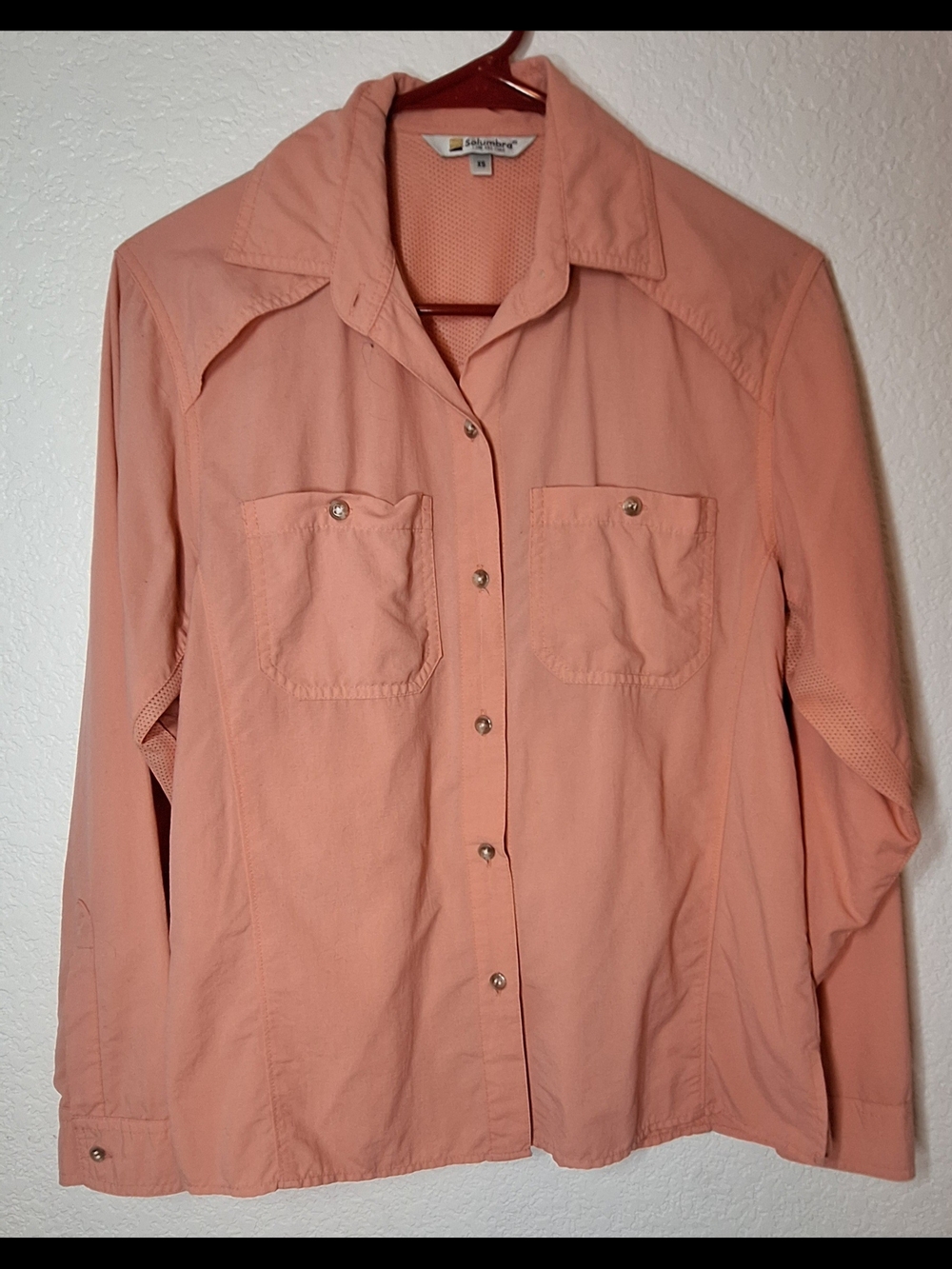 Solumbra Sun Precautions UPF 100+ Vented Hiking Fishing Shirt Pink XS